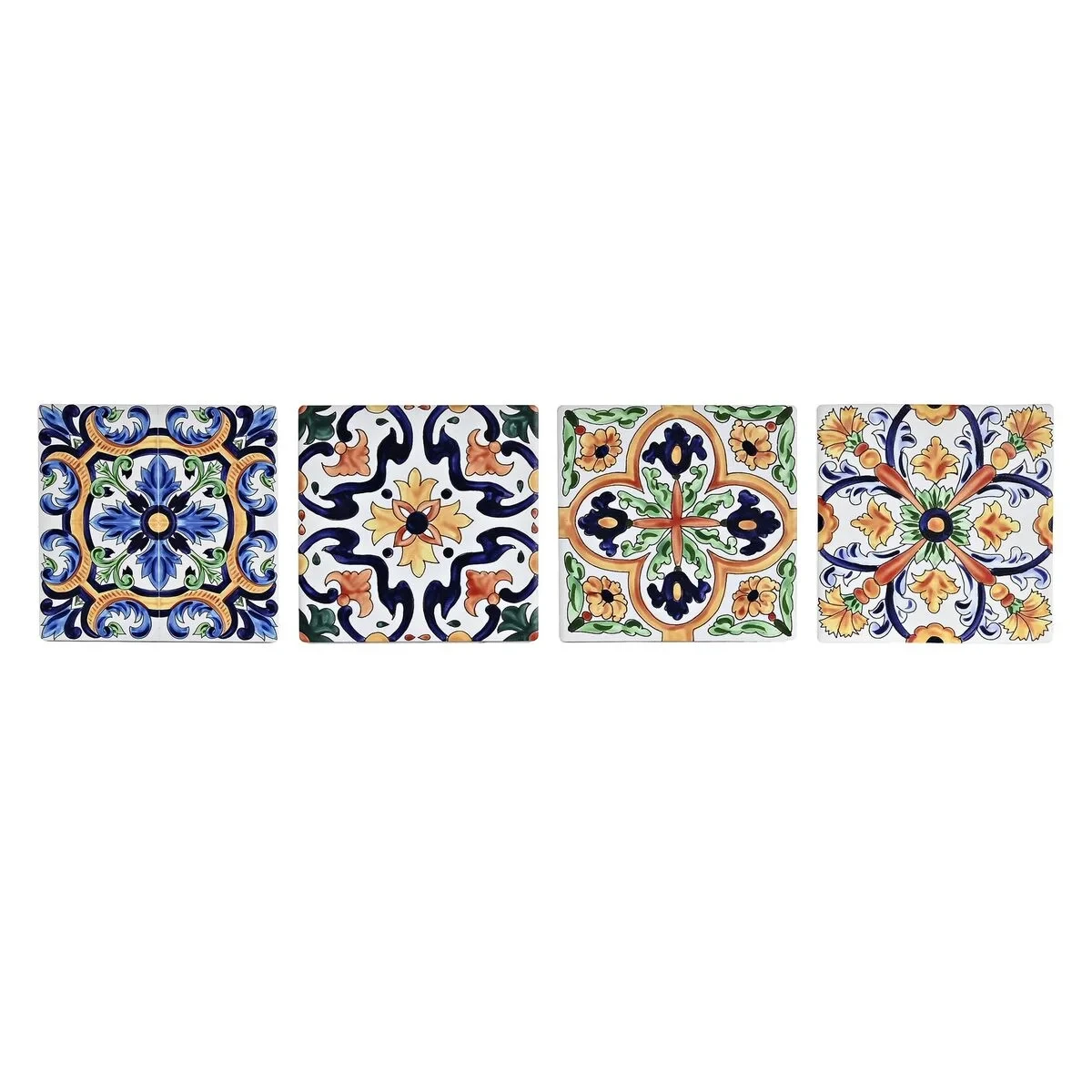 Posavasos DKD Home Decor Azulejo 4 Unidades (10,8 x 10,8 x 0,7 cm)