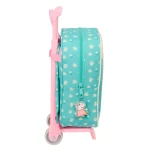 Mochila Escolar con Ruedas Peppa Pig Pretty flowers Amarillo Menta 22 x 27 x 10 cm