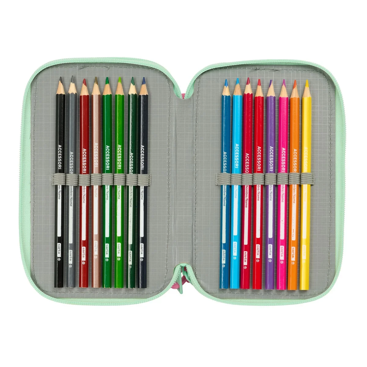 Estuche Escolar con Accesorios Disney Princess Bloom Rosa Aguamarina 12,5 x 19,5 x 5,5 cm 37 Piezas