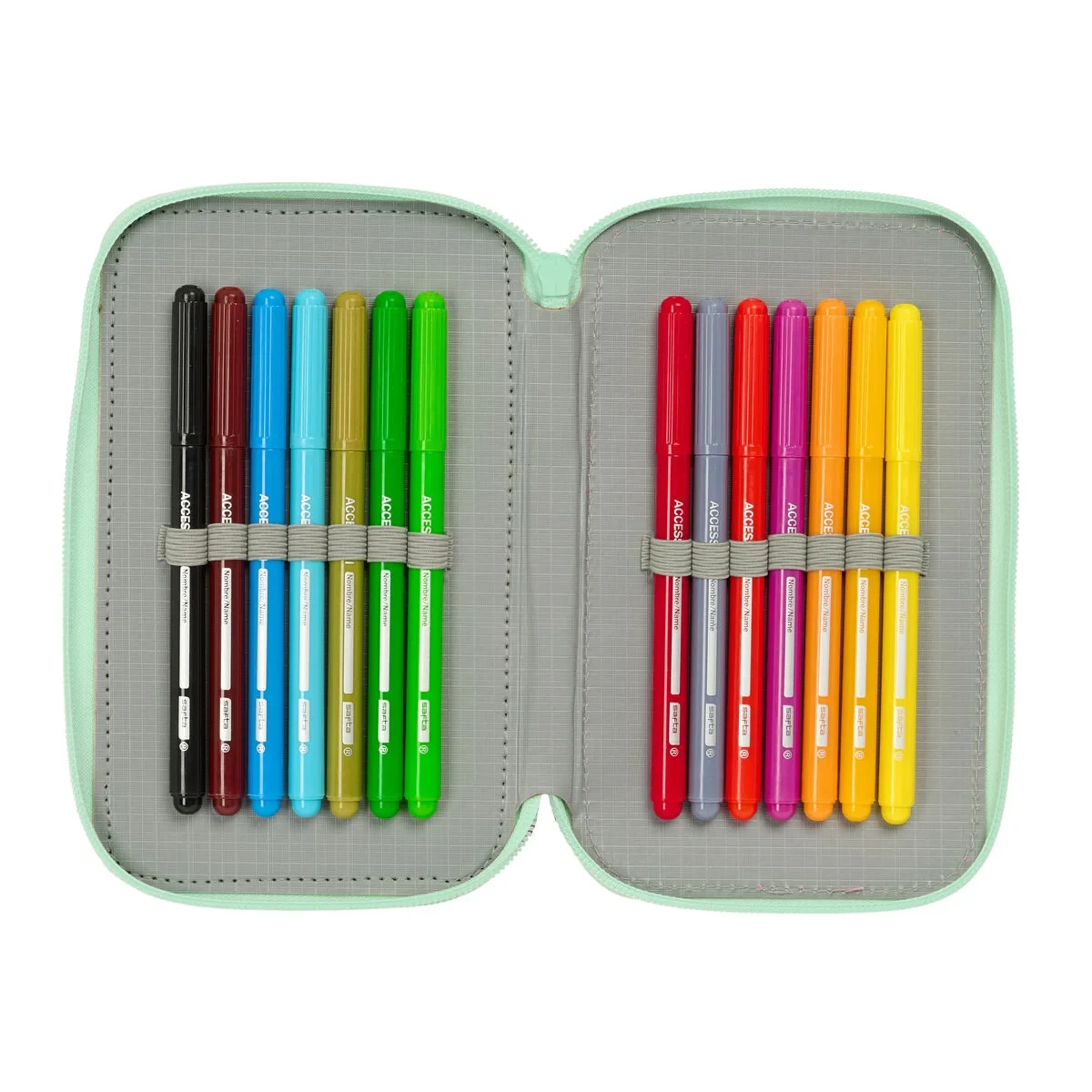 Estuche Escolar con Accesorios Disney Princess Bloom Rosa Aguamarina 12,5 x 19,5 x 5,5 cm 37 Piezas