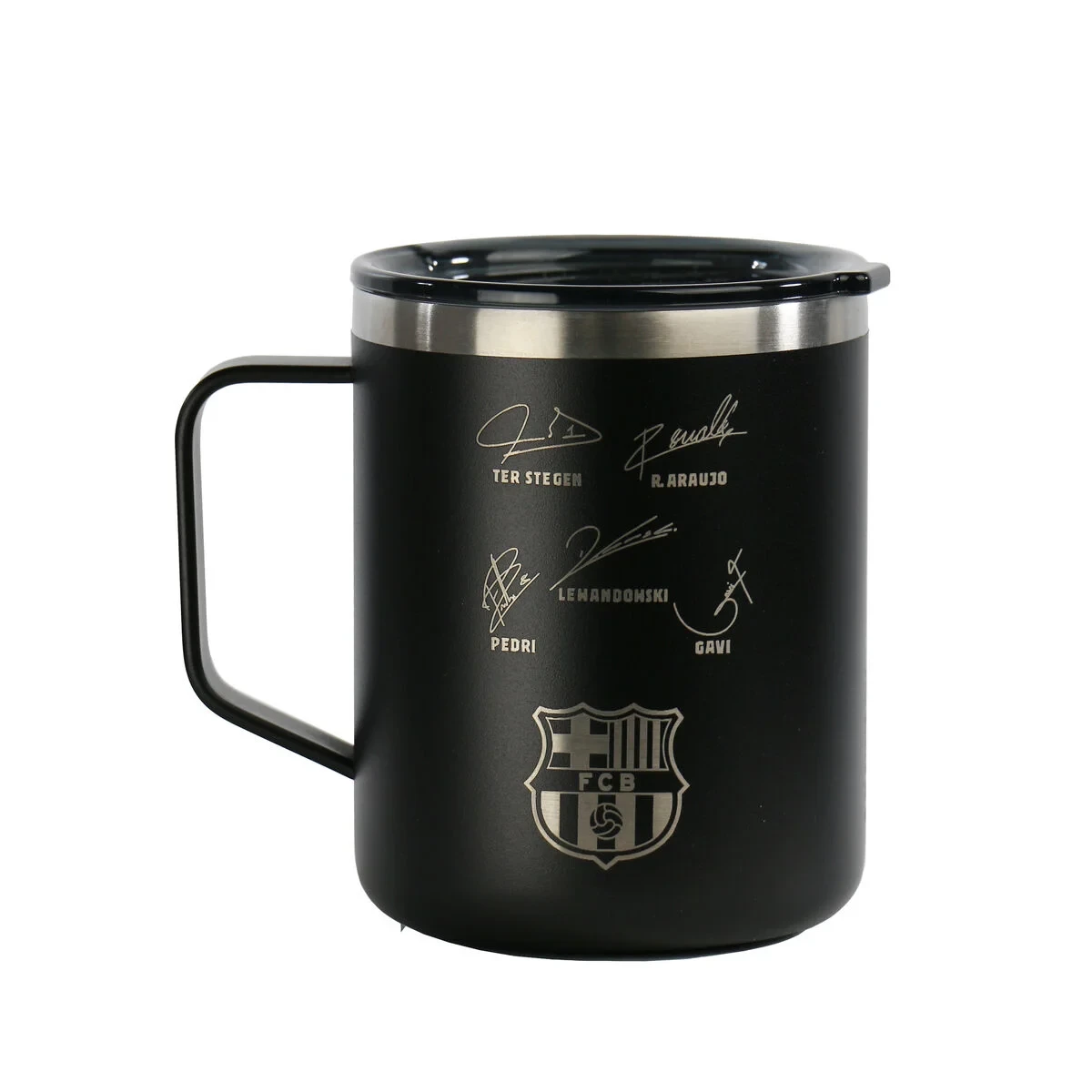 Taza Termo con Tapa F.C. Barcelona Azul marino Acero Inoxidable