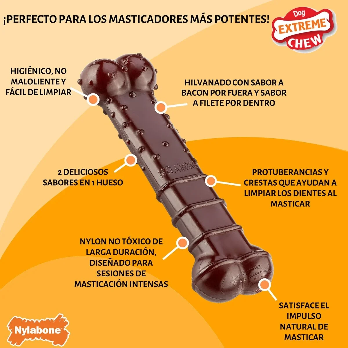Hueso Nylabone Marrón Bacon M