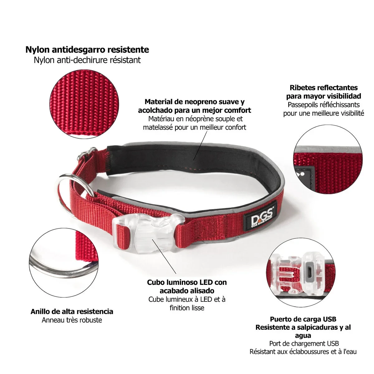 Collar para Perro Dog Gone Smart Rojo 20 Luz