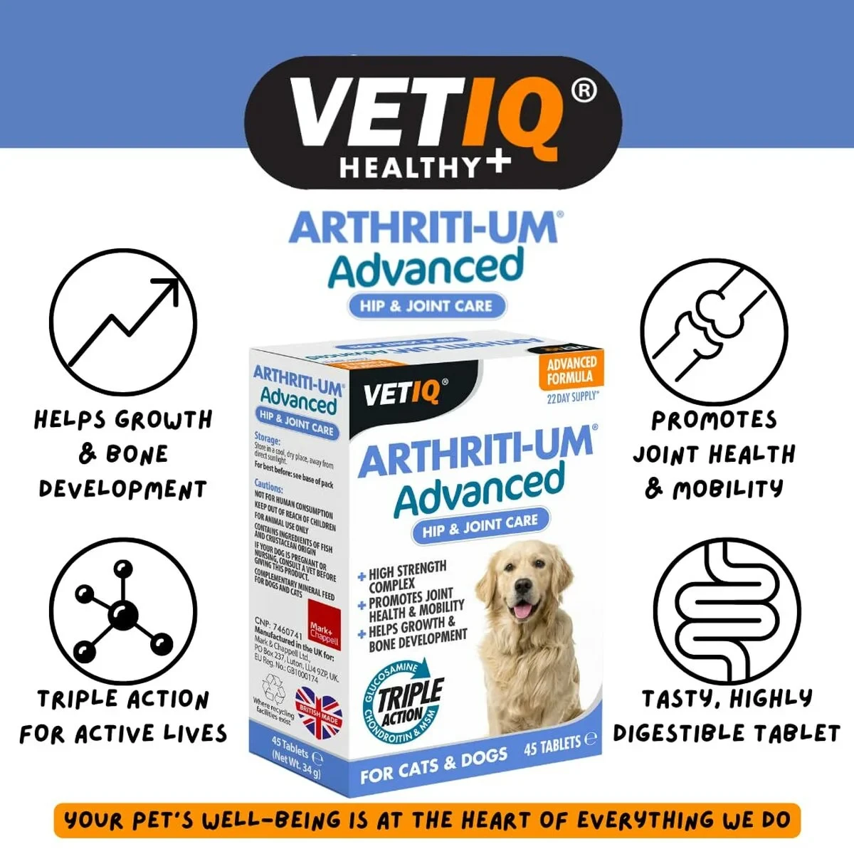 Suplementos y vitaminas Mark & Chappell VETIQ ARTHRITI-UM ADVANCED