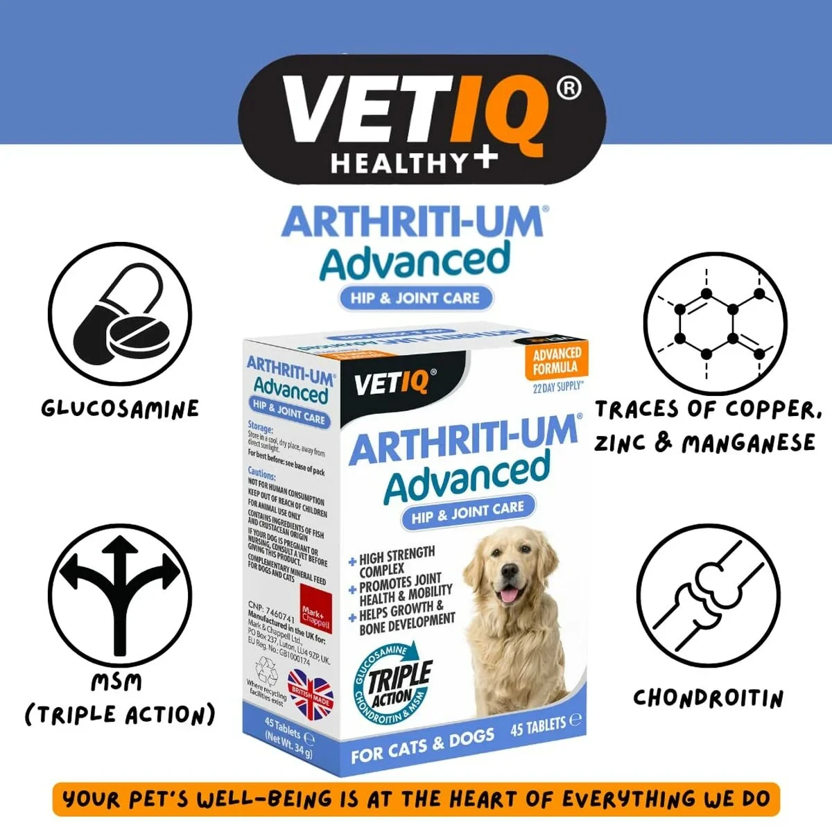 Suplementos y vitaminas Mark & Chappell VETIQ ARTHRITI-UM ADVANCED