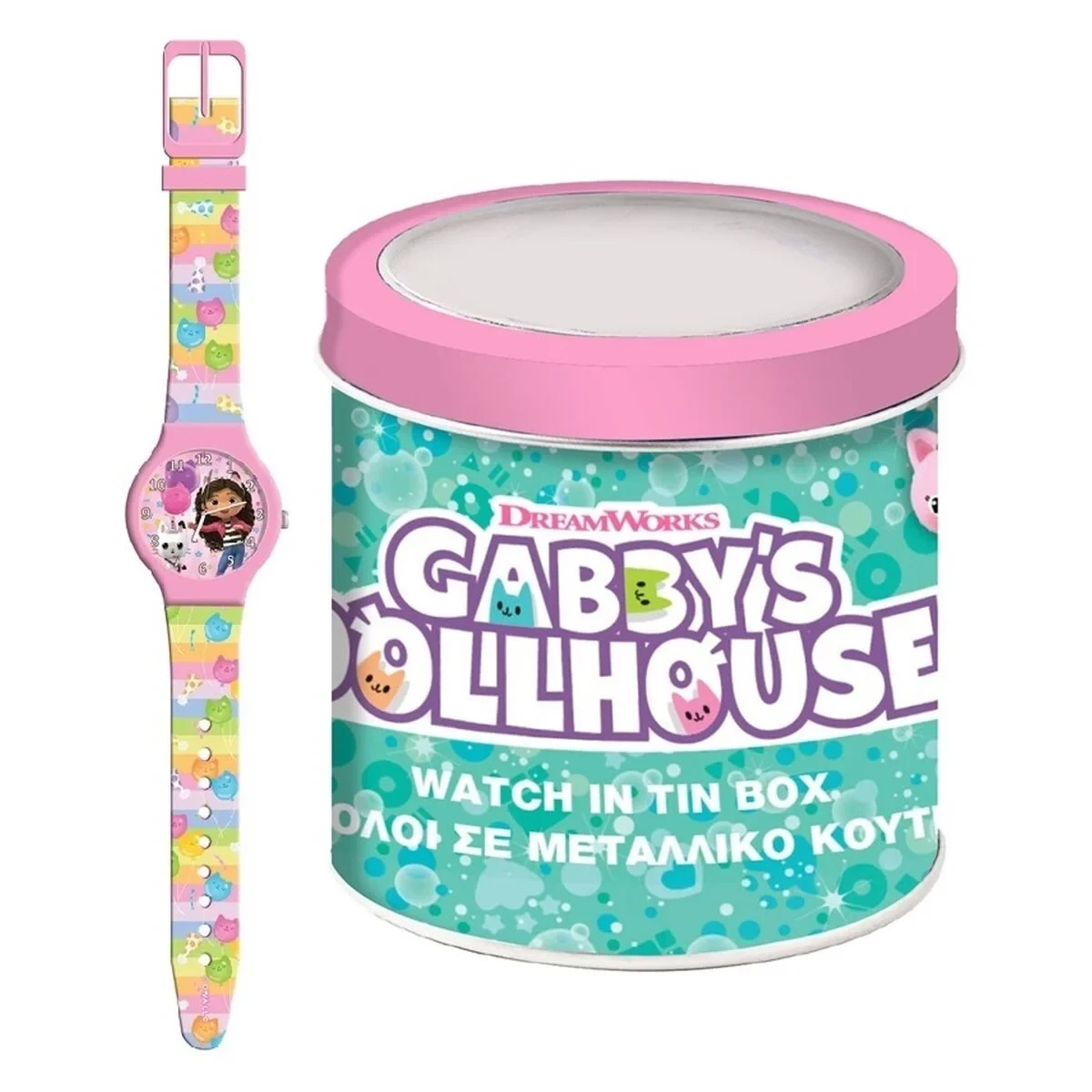 Reloj Infantil Gabby's Dollhouse 000574089 - TIN BOX Ø 33 mm