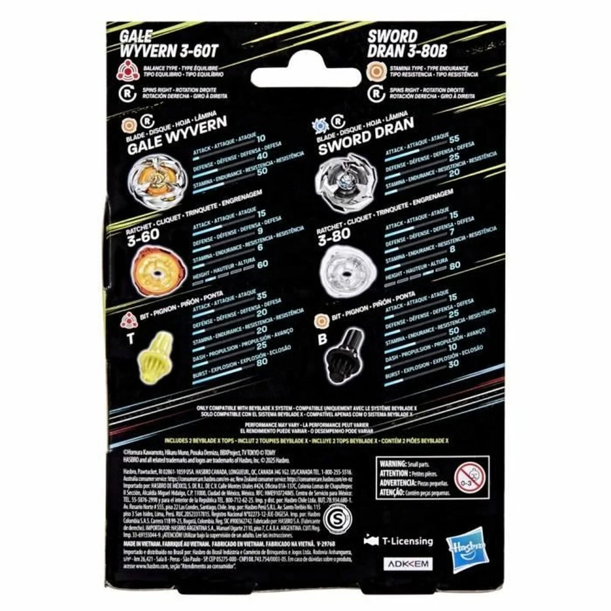 Juego de habilidad Hasbro Gale Wyvern 3-60T y Sword Dran 3-80B