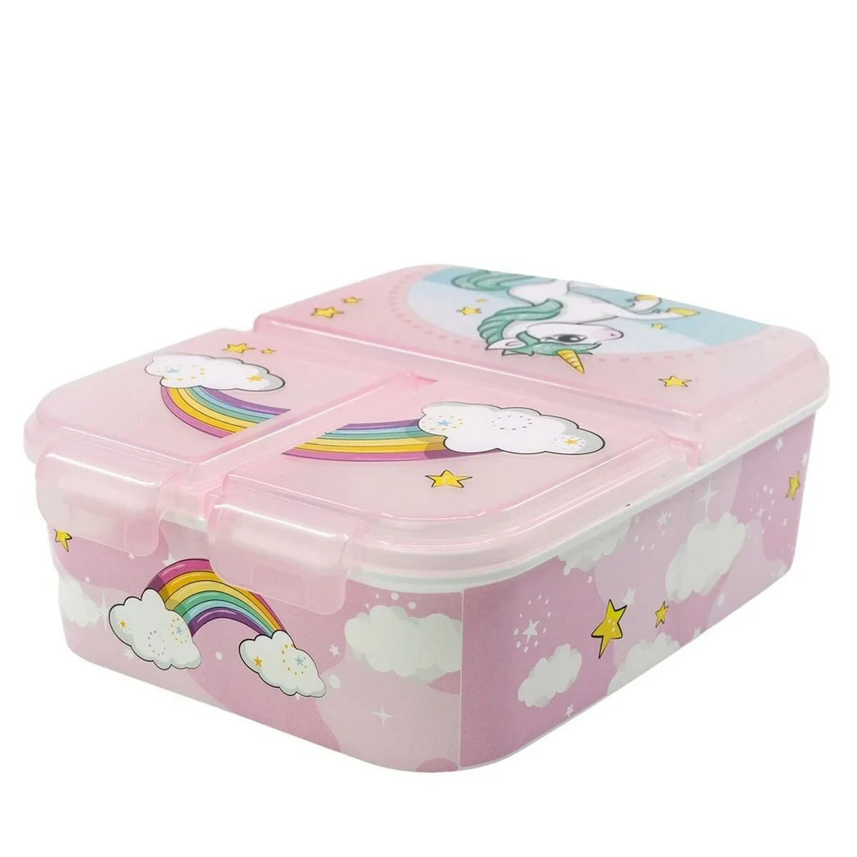 Fiambrera con Compartimento para Cubiertos Stor Unicorn Rainbow (6,7 x 16,5 x 19,5 cm)