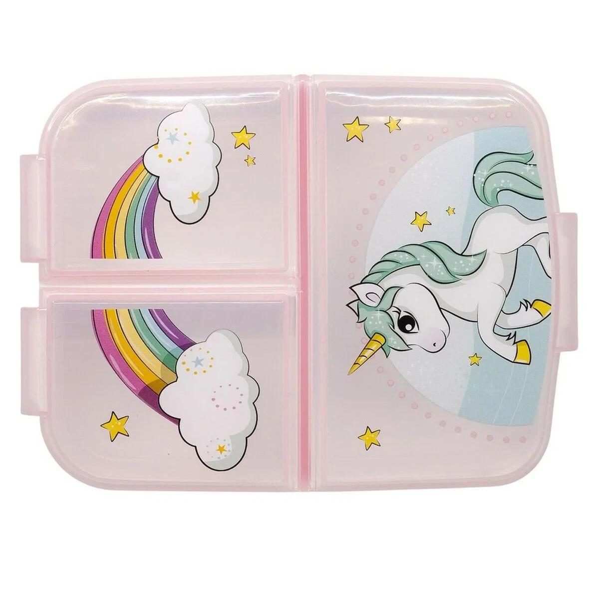 Fiambrera con Compartimento para Cubiertos Stor Unicorn Rainbow (6,7 x 16,5 x 19,5 cm)