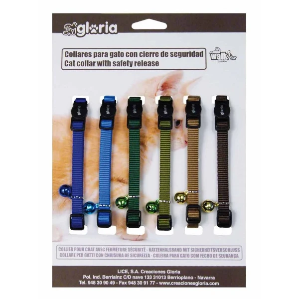 Collar para Gato Gloria Fashion Multicolor Liso 6 Unidades
