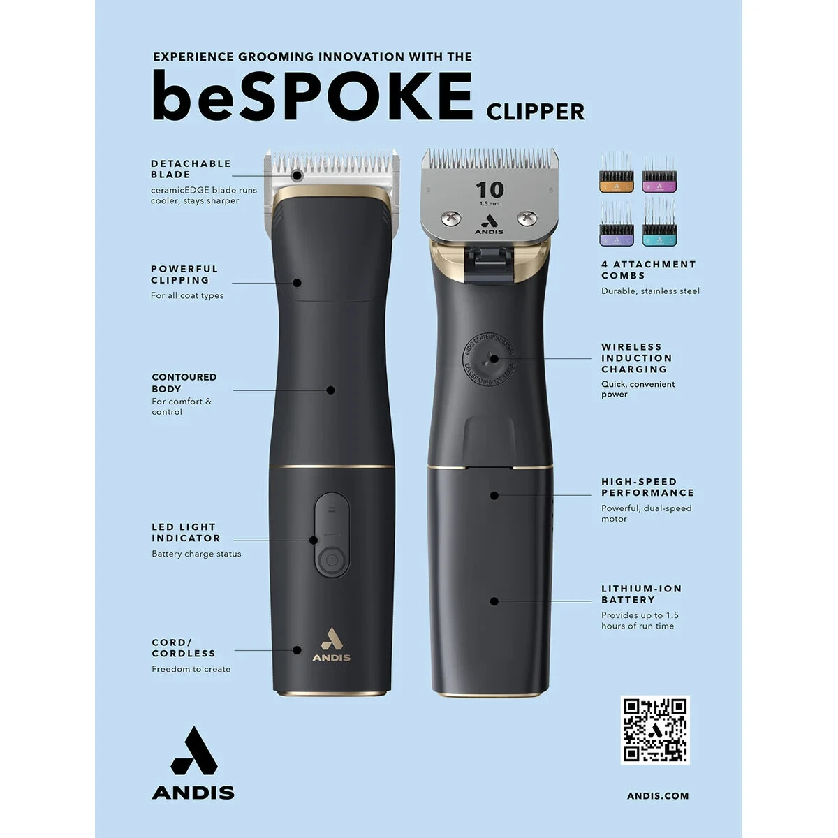 Cortapelos para mascotas Andis BESPOKE Negro