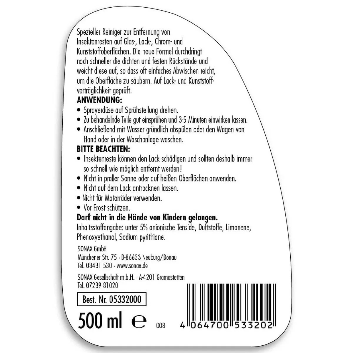 Limpia Insectos Sonax SX05332000 500 ml