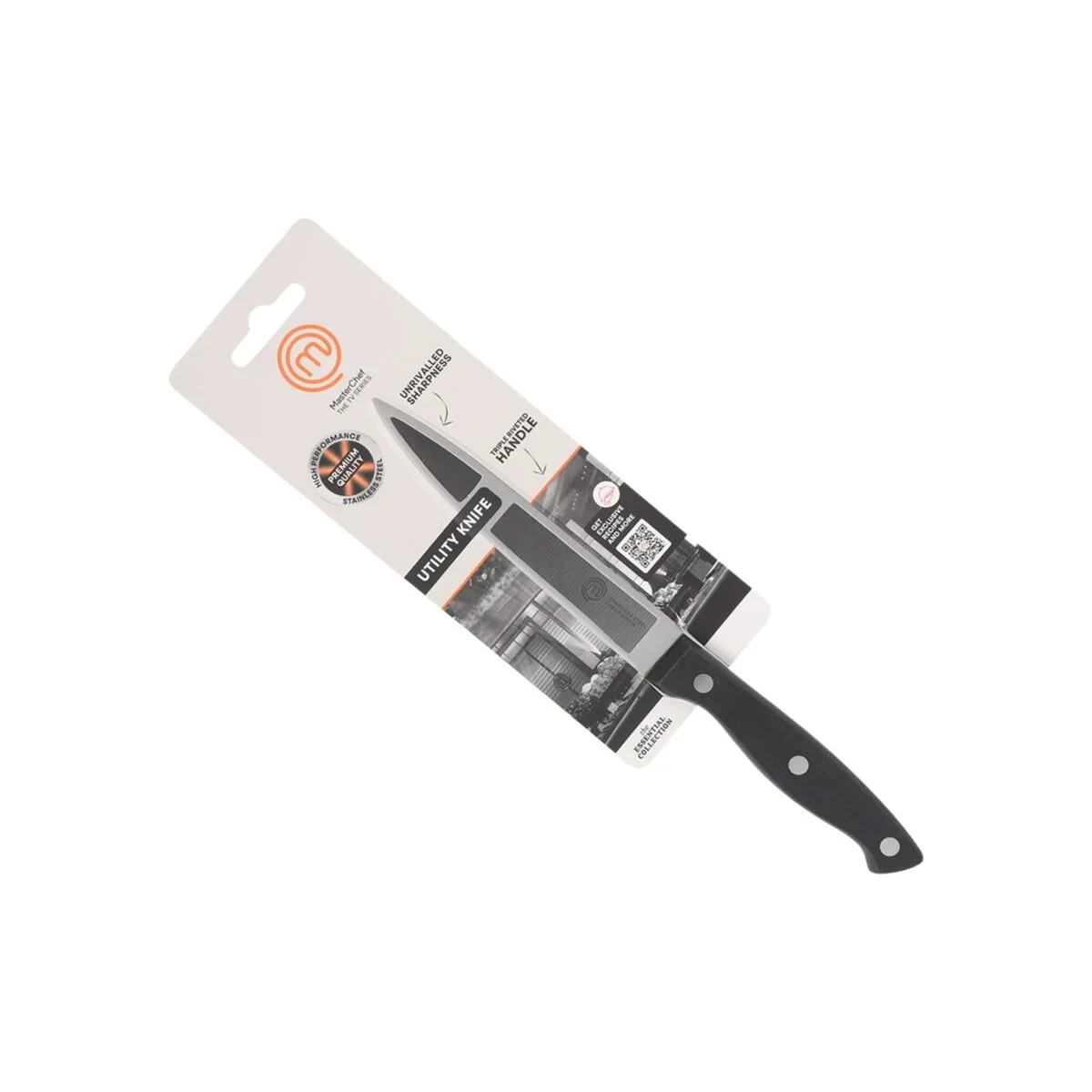 Cuchillo de Cocina MasterChef Negro Plateado 12 cm Multiusos (24 Unidades)