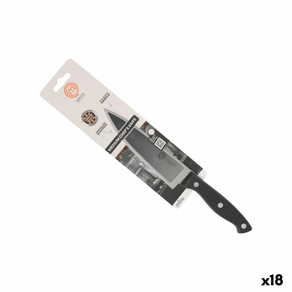 Cuchillo de Cocina MasterChef Chef Negro Plateado 15 cm (18 Unidades)