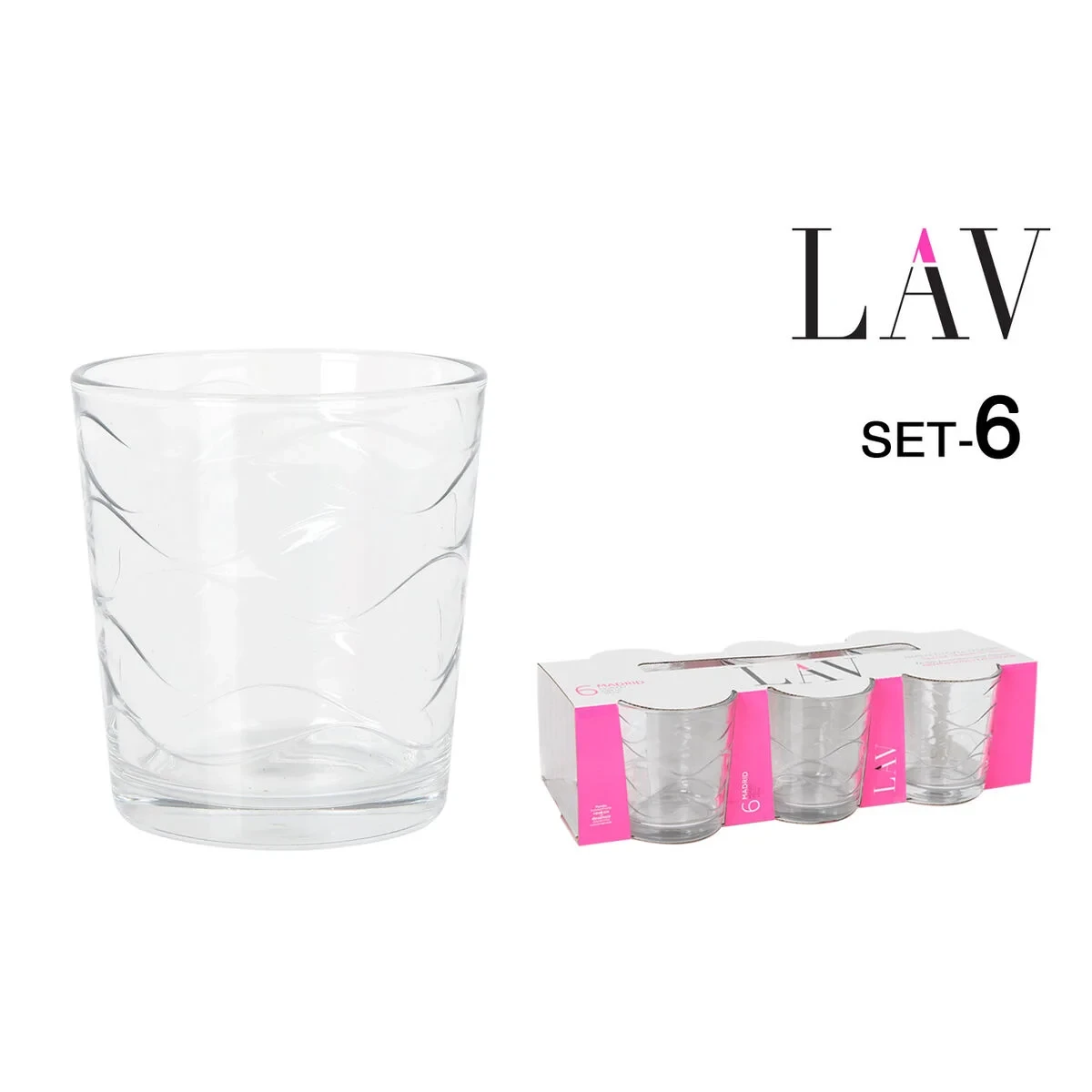 Set de Vasos LAV Madrid 6 Piezas (8 Unidades)