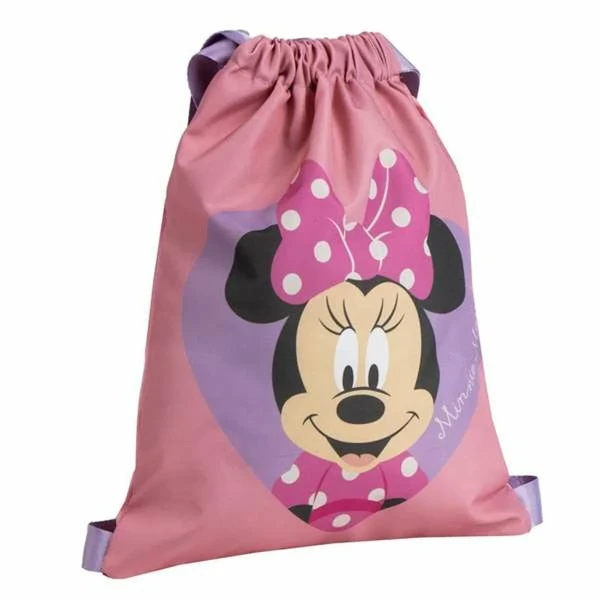 Bolsa Mochila con Cuerdas Minnie Mouse Rosa 27 x 33 cm