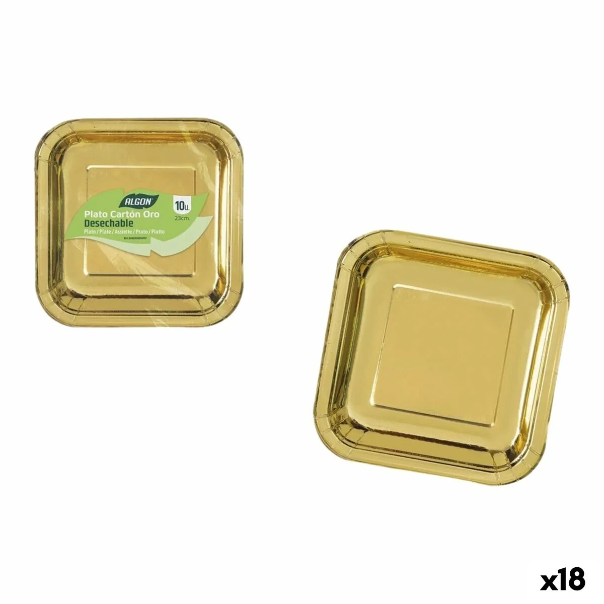 Set de Platos Algon Dorado 23 cm 10 Piezas (18 Unidades)