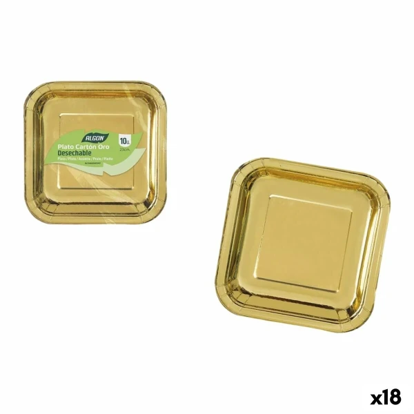 Set de Platos Algon Dorado 23 cm 10 Piezas (18 Unidades)