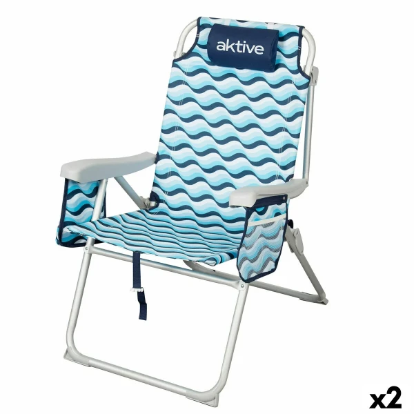 Silla de Playa Aktive 48 x 95 x 78 cm (2 Unidades)