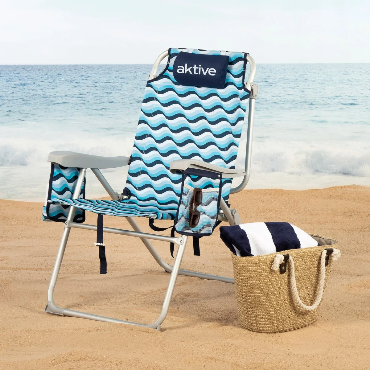 Silla de Playa Aktive 48 x 95 x 78 cm (2 Unidades)