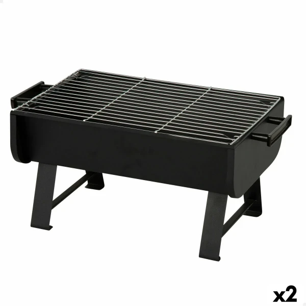 Barbacoa Portátil Aktive Acero 45 x 25 x 30 cm Negro (2 Unidades)