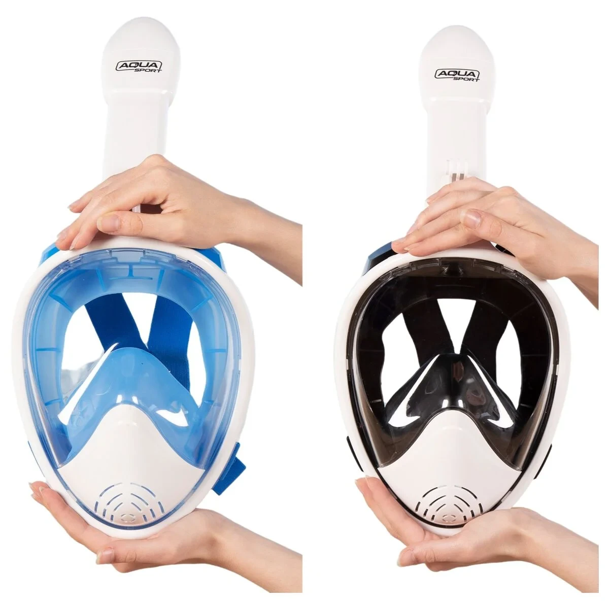 Máscara de Snorkel con Soporte para Cámara Deportiva AquaSport Azul Blanco (4 Unidades)