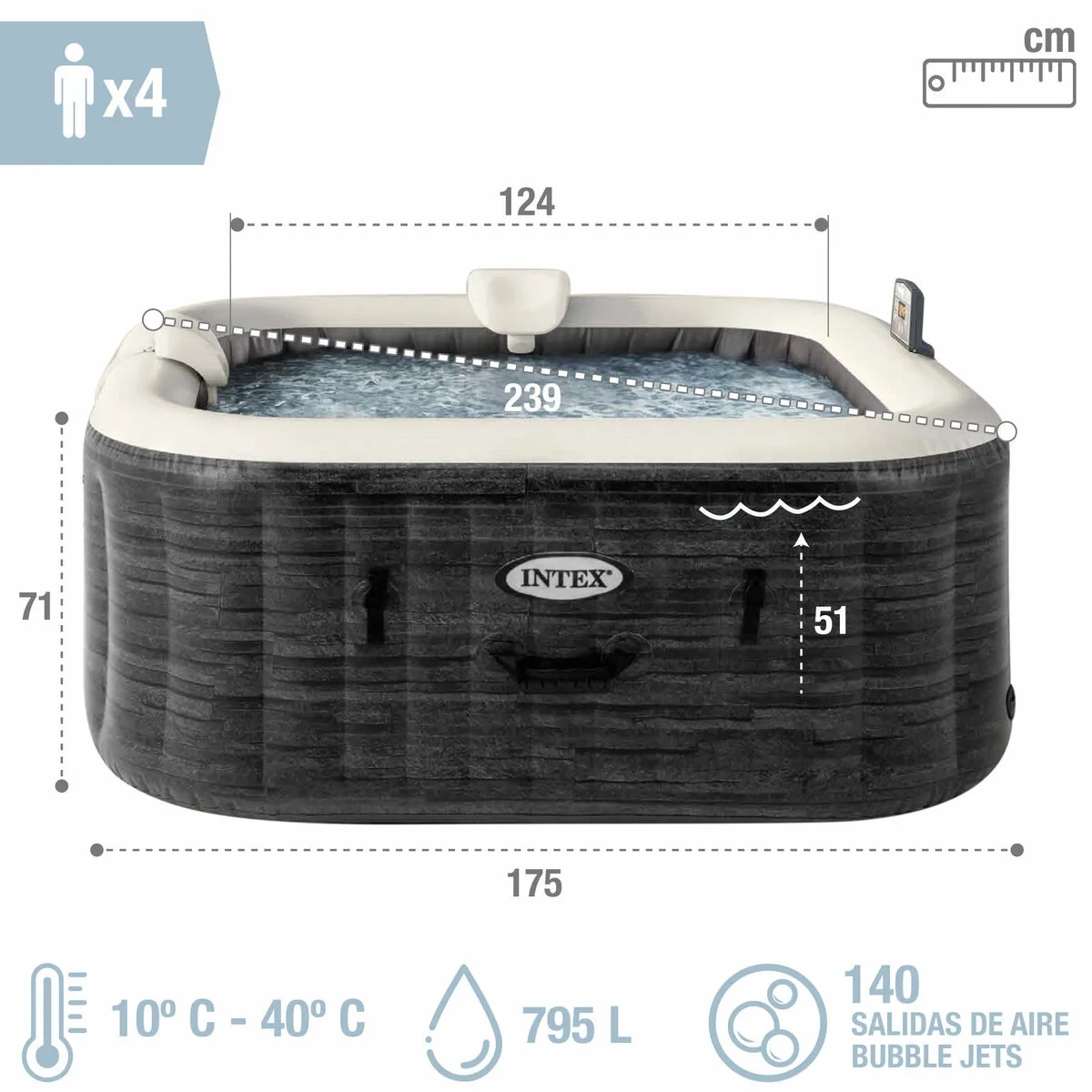 Spa Hinchable Intex 4 personas 795 L