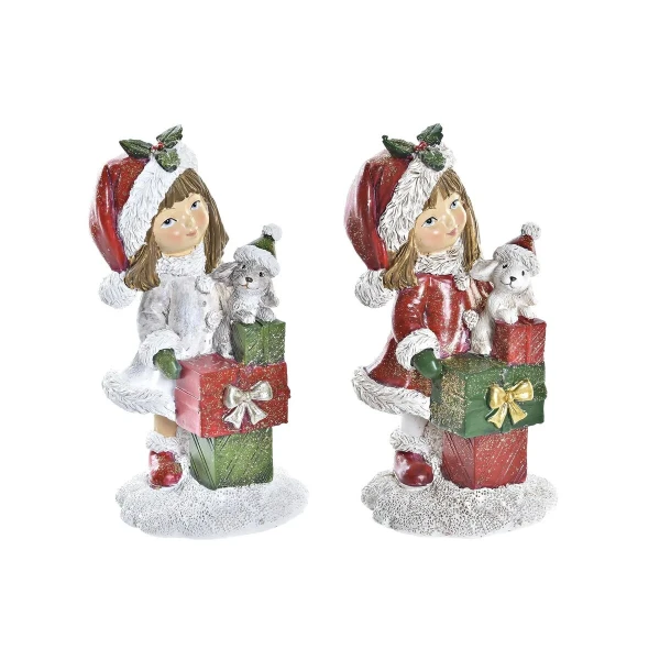 Adorno Navideño DKD Home Decor Resina Niñas (6,5 x 6,5 x 12 cm) (2 Unidades)