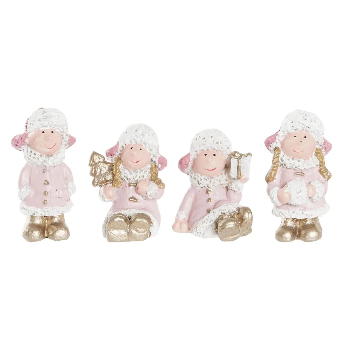 Adorno Navideño DKD Home Decor Resina Ángel (3,5 x 2,5 x 4 cm) (4 Unidades)