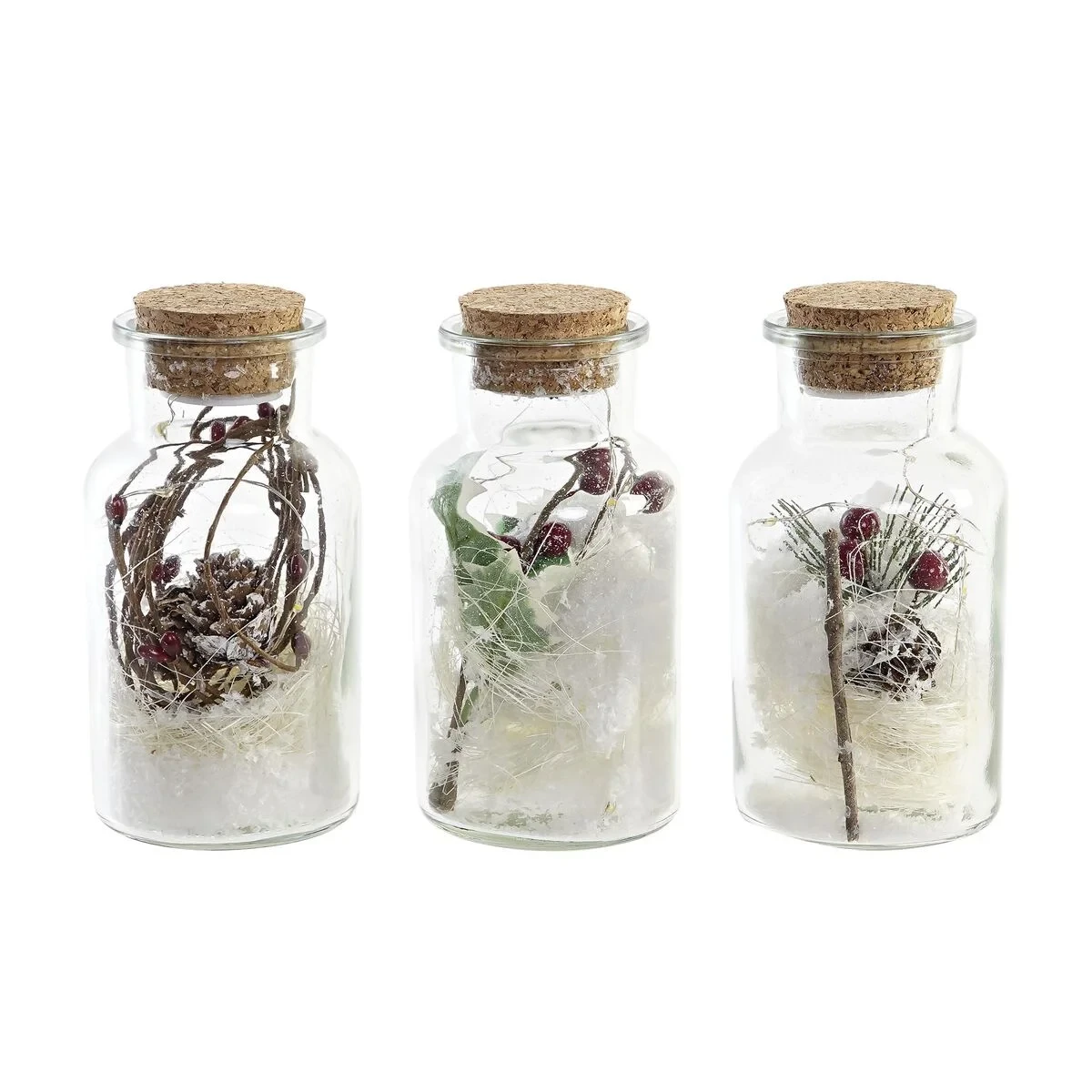 Decoración luminosa DKD Home Decor Navidad Natural (6 x 6 x 14 cm) (3 Unidades)