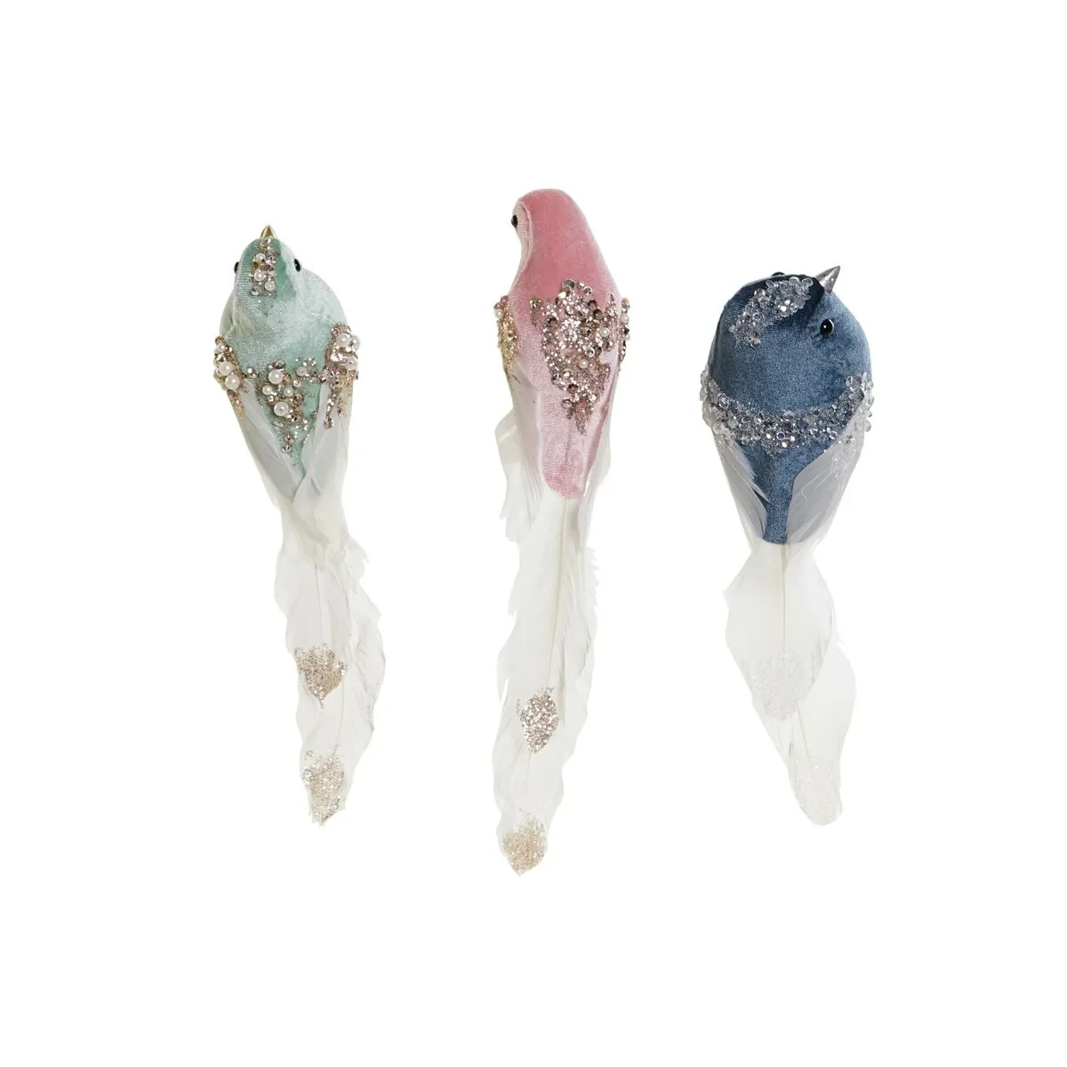 Adorno Navideño DKD Home Decor Multicolor Pájaro 25 x 7 x 6 cm (3 Unidades)