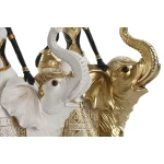 Figura Decorativa Home ESPRIT Blanco Negro Dorado Elefante Africana 21 x 11 x 32 cm (2 Unidades)