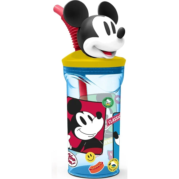 Vaso con Pajita Mickey Mouse CZ11336 3D Azul