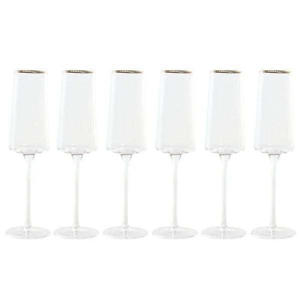 Set de Copas Home ESPRIT Transparente Dorado Cristal 400 ml (6 Unidades)