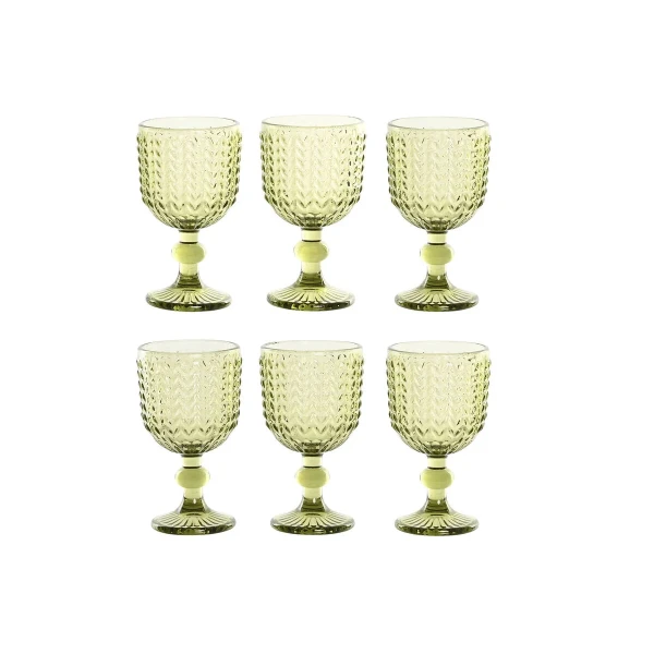 Set de Copas Home ESPRIT Verde Cristal 260 ml (6 Unidades)