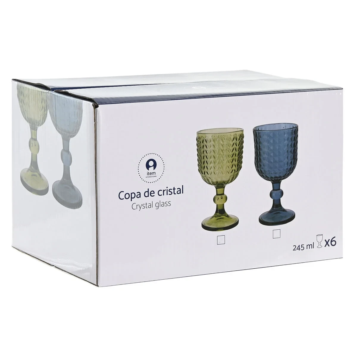 Set de Copas Home ESPRIT Verde Cristal 260 ml (6 Unidades)