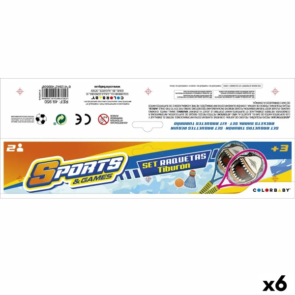 Juego de Raquetas Colorbaby 22 x 48 x 1,8 cm (6 Unidades)