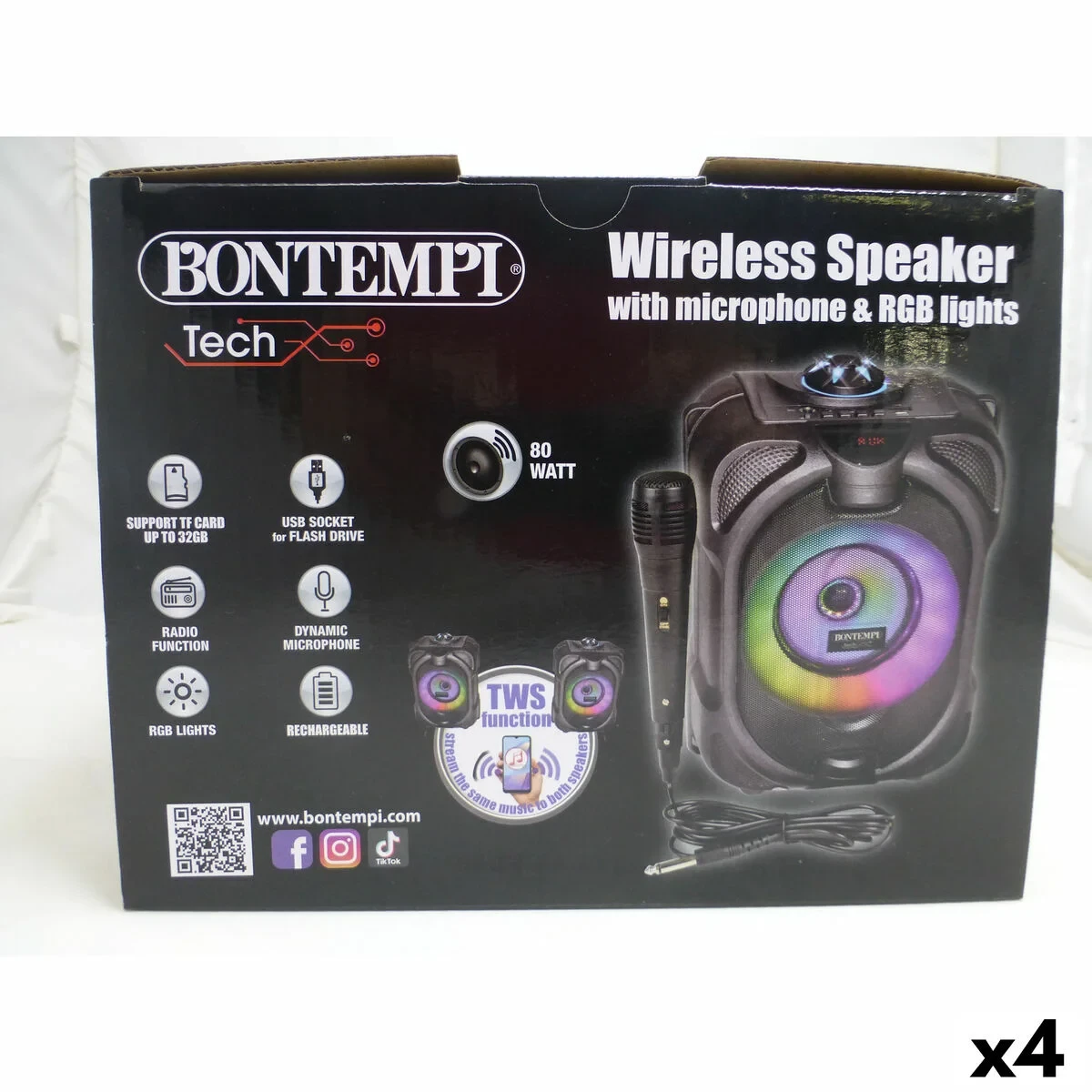 Altavoz con Micrófono Karaoke Bontempi 4 Unidades