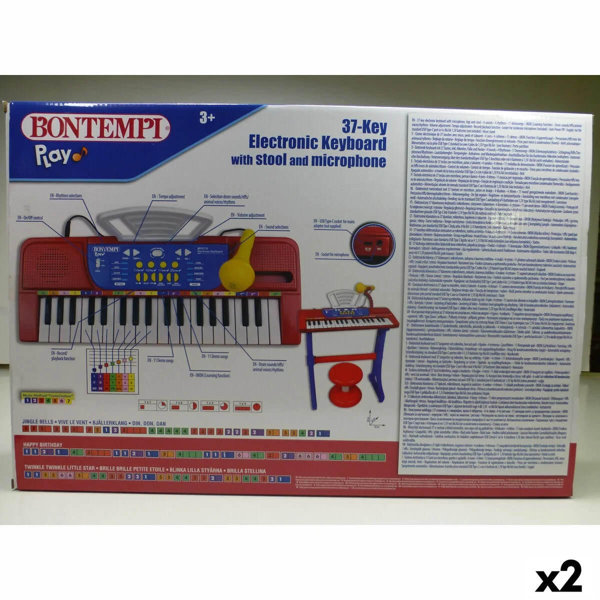 Teclado 37 Teclas Bontempi 43 x 56 x 23 cm (2 Unidades)