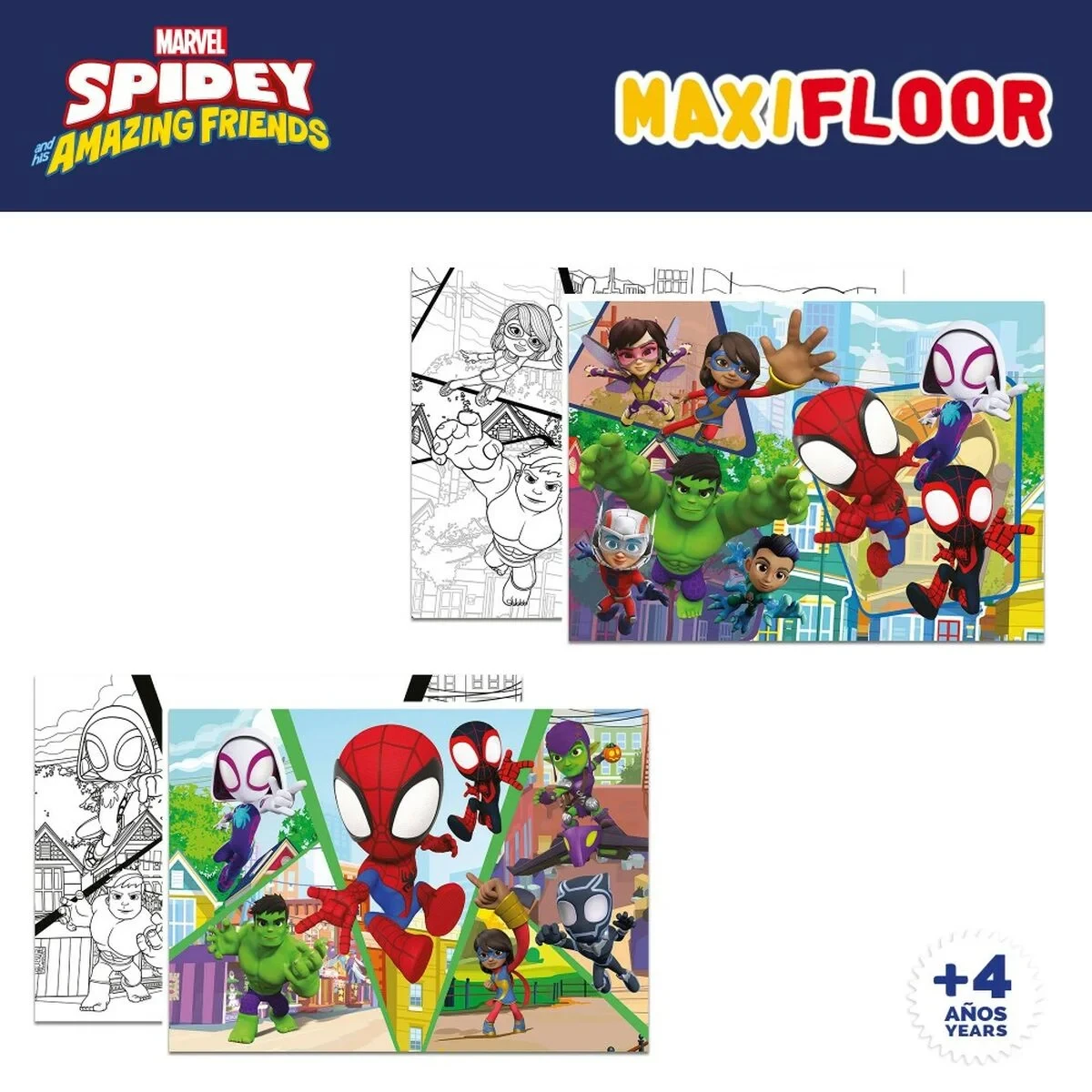 Set de 4 Puzzles Spidey 35 x 1,5 x 25 cm 48 Piezas (6 Unidades)