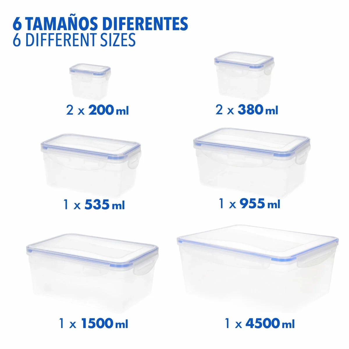 Set de Recipientes de Cocina Herméticos Apilables Max Home 27 x 12 x 20 cm 6 Unidades
