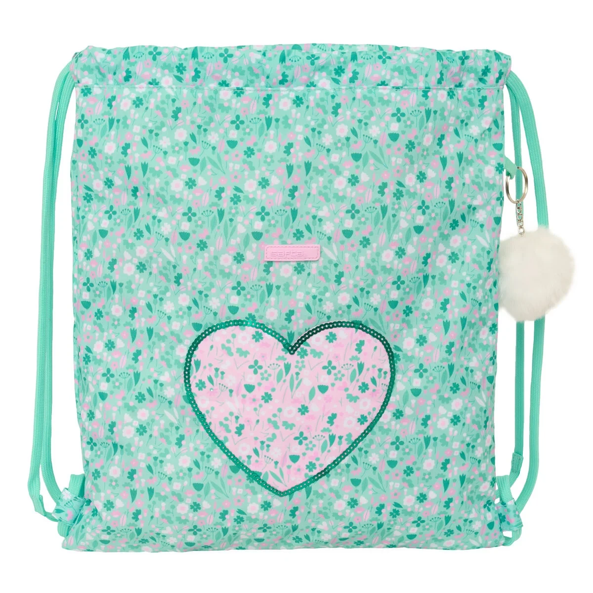 Bolsa Mochila con Cuerdas Safta Cuore Menta 35 x 40 x 1 cm