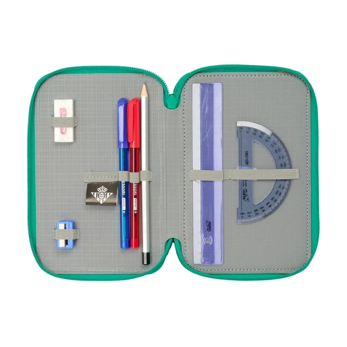 Plumier Triple Real Betis Balompié Aguamarina 12,5 x 19,5 x 5,5 cm 37 Piezas