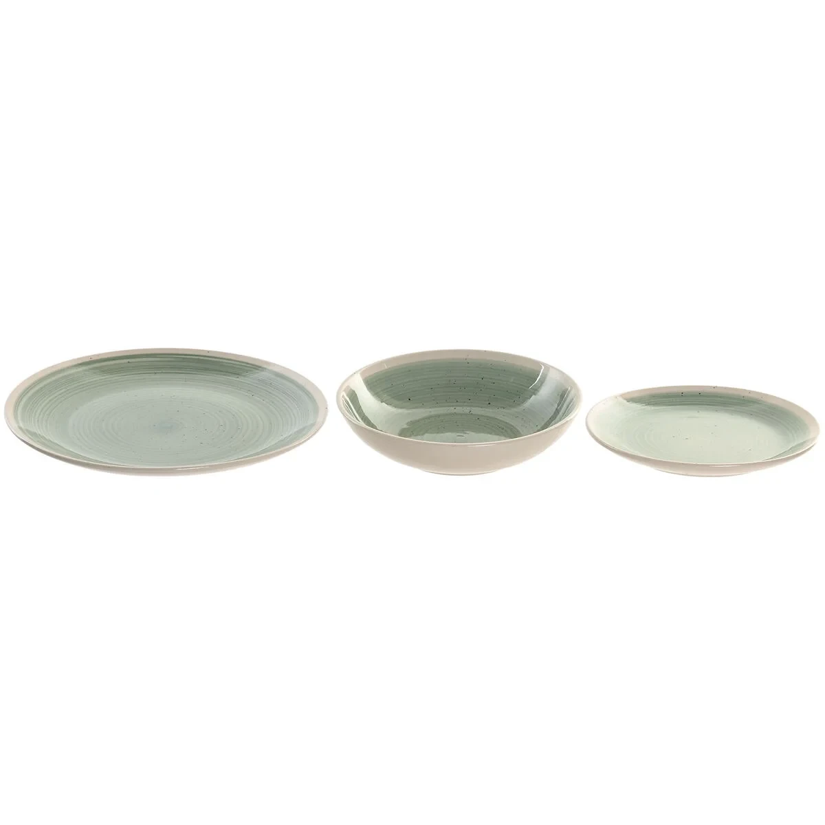 Vajilla Home ESPRIT Blanco Verde Gres 18 Piezas