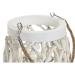 Portavelas Home ESPRIT Blanco Madera Cristal 35 x 35 x 32 cm (2 Unidades)