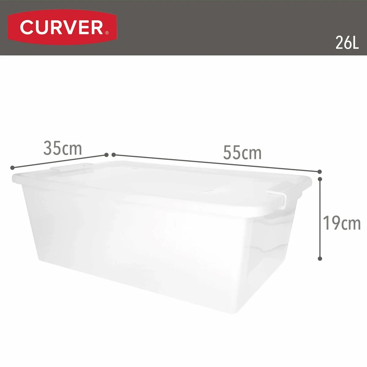 Caja de Almacenaje con Tapa Curver Blanco Plástico 26 L 55 x 19 x 35 cm (7 Unidades)