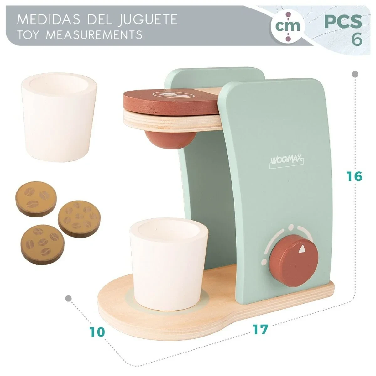 Cafetera de juguete Woomax 6 Piezas (6 Unidades)