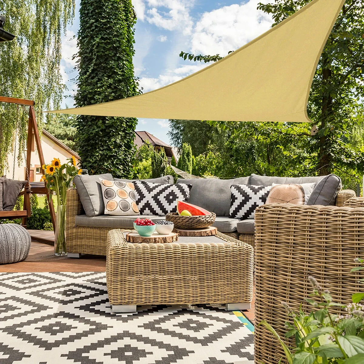 Vela de sombra Aktive 360 x 0,3 x 360 cm Triangular (6 Unidades)