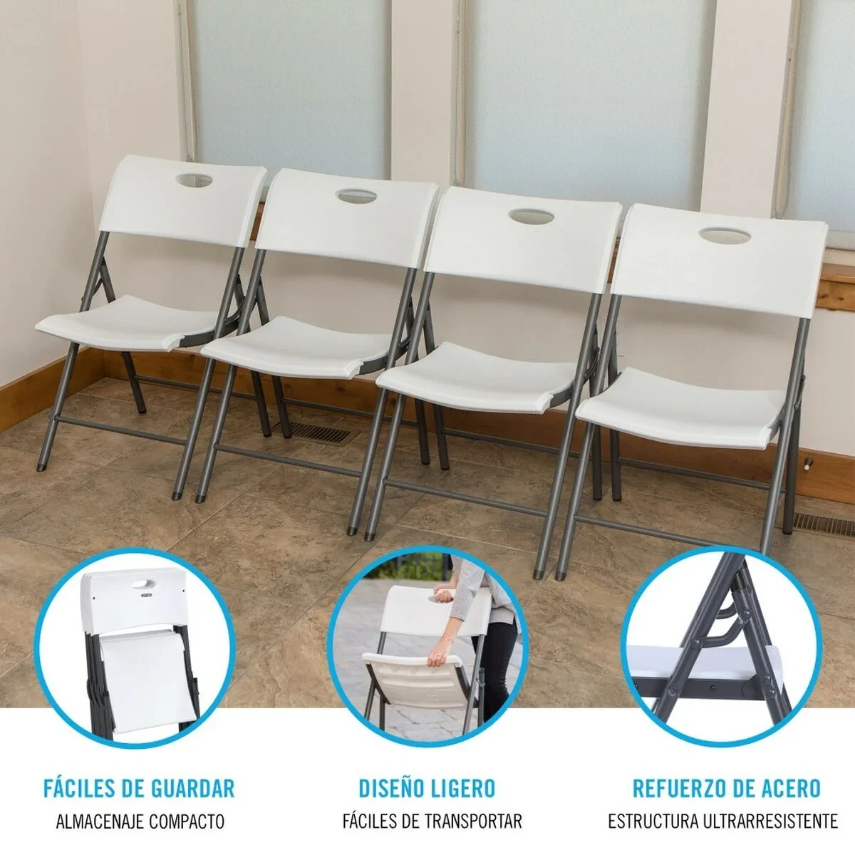 Silla Plegable Lifetime 4 Unidades 50 x 82,5 x 58 cm