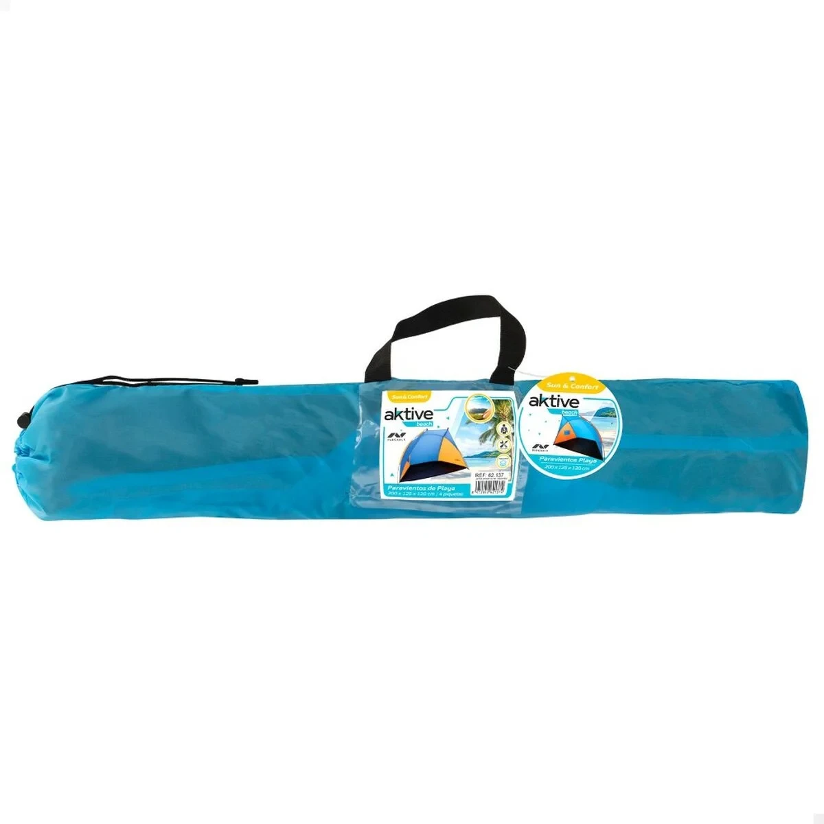 Paravientos Aktive 200 x 120 x 125 cm Azul Naranja (4 Unidades)